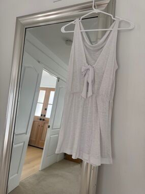 White Women's Swim Coverup Tunic with Front Tie